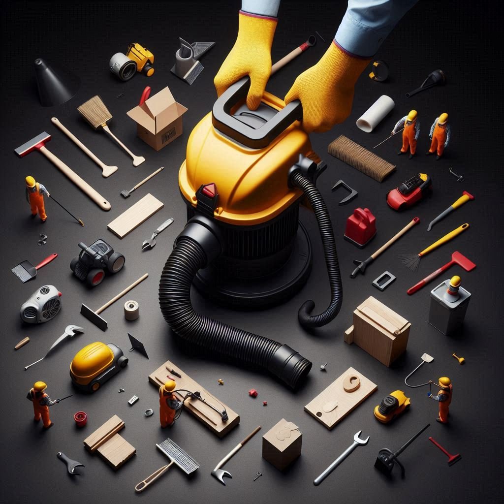 aspirateur de chantier avec plusieurs outils