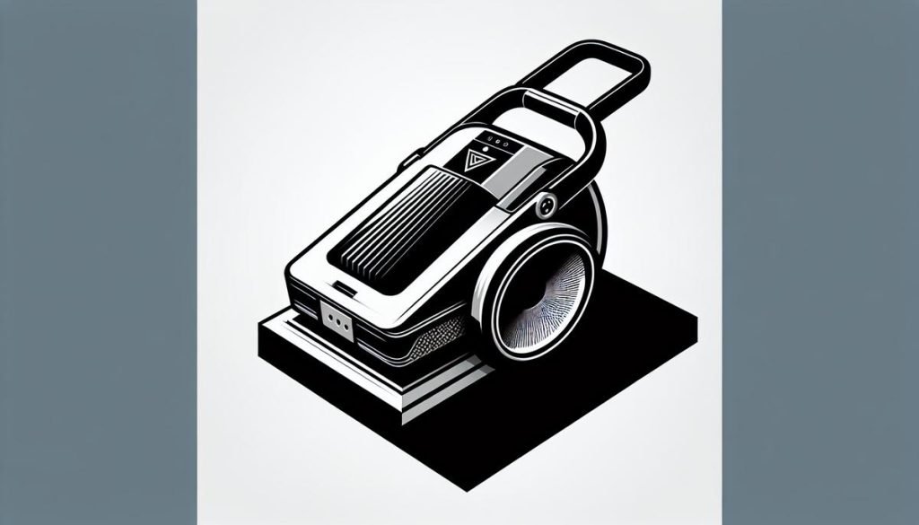 Illustration minimaliste d'un aspirateur de chantier moderne, élégant et connecté