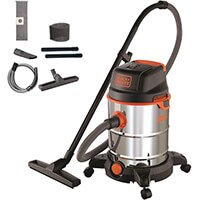 Aspirateur de chantier Black+Decker BXVC30XDE avec cuve en acier inoxydable, accessoires inclus (filtre, brosses, suceur)