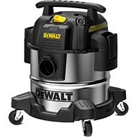 Aspirateur de chantier DeWalt DXV20S avec cuve en acier inoxydable et roulettes