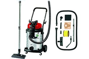 Aspirateur de chantier Einhell TE-VC 2230 SA avec cuve en acier inoxydable, accessoires et tuyau flexible