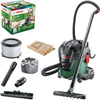 Aspirateur de chantier Bosch UniversalVac 15 avec boîte et accessoires (filtre, sac, brosses, suceur)