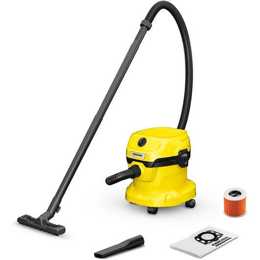 a yellow vacuum cleaner with a black handle