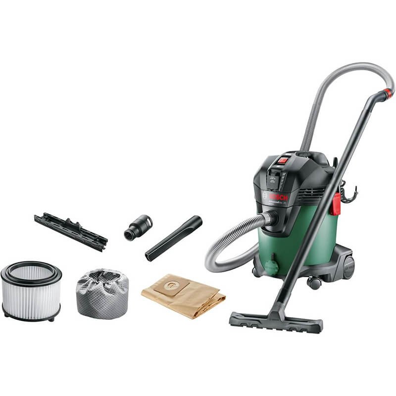 Aspirateur de chantier Bosch AdvancedVac 20 avec accessoires (filtre, sac, brosses, suceur)