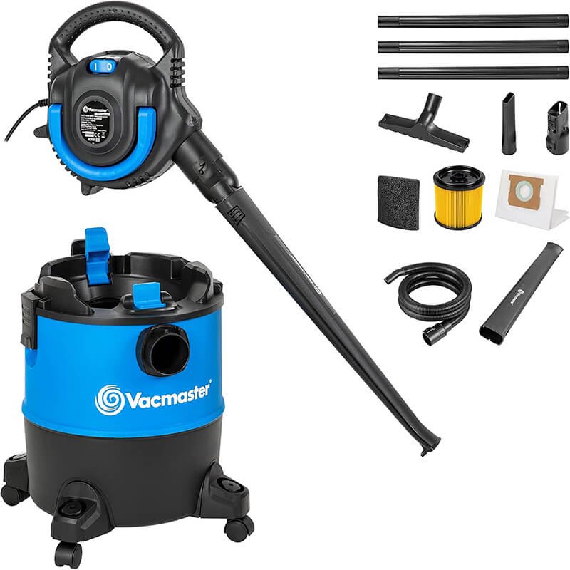 Aspirateur de chantier Vacmaster bleu et noir avec fonction souffleur détachable