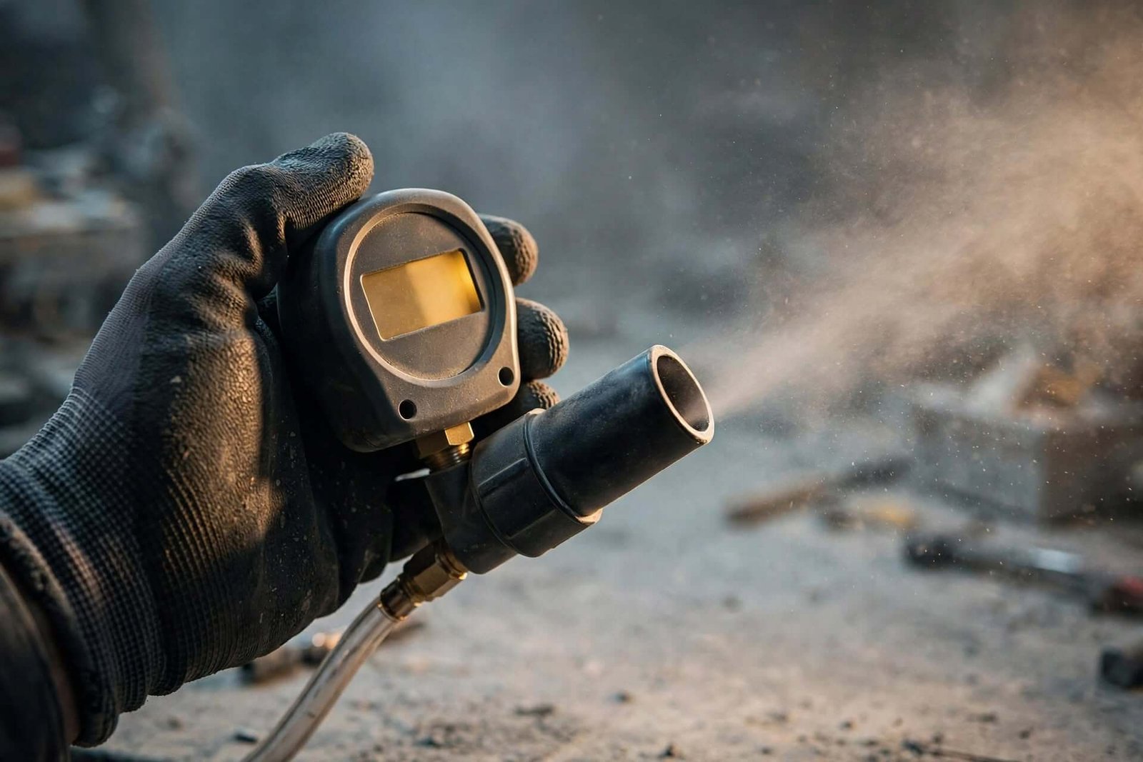 Mesure de la dépression d'un aspirateur de chantier lors du protocole de test