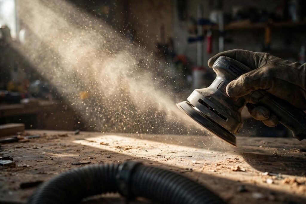 Usage terrain d'un aspirateur de chantier avec outil électroportatif