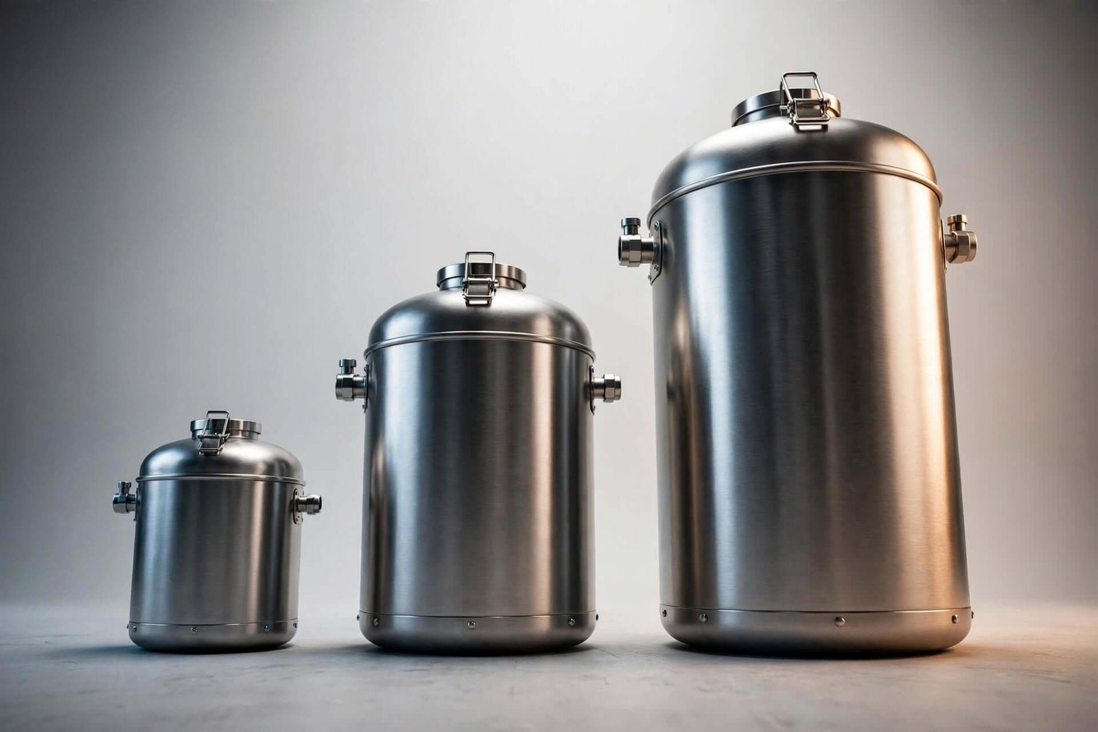 Comparaison de tailles de cuve d'aspirateur eau et poussière, du petit au grand format